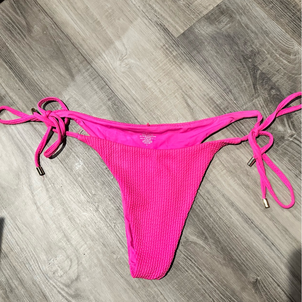 Monday Swimwear | Hot Pink Tie Bikini Bottom | sz Large